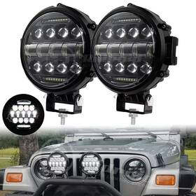 Autgzd03-1 Ridroid Pair Round 7 Inch Led Work Light Bar Spot Beam Driving Fog Headlight Offroad Truck