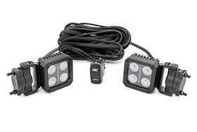 70802 Rough Country 2 Inch Square Black Series Led Lights Flood Swivel Mount -