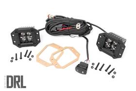 70803blkdrl Rough Country 2 Inch Black Series Flush Mount Led Lights Amber Drl -