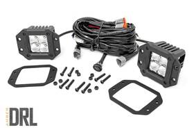 70803drla Rough Country 2 Inch Chrome Series Flush Mount Led Lights Amber Drl -