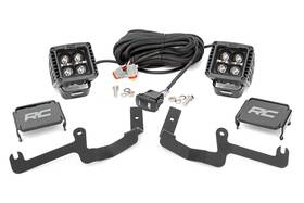 70844 Rough Country 2 Inch Led Windshield Kit With Amber Drl For 2019-2024 Silverado -