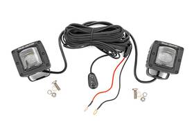 70907a Rough Country 2 Inch Square Sae Led Fog Lights 2400 Lumens Pair Yellow-