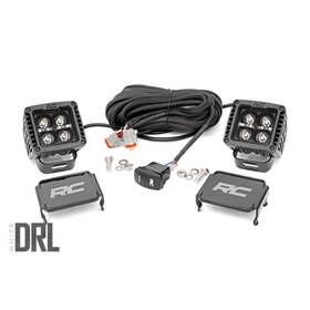 70912blkdrl Rough Country Cree Led Cube Light Black Series Pair With 2 Inch White Daytime Run
