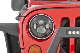 Rch5000 Rough Country Led Headlights 7 Inch Round For 2007-2018 Jeep Wrangler Jk -