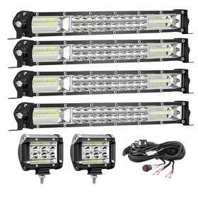 San Young 727636188895 12 Inch Led Light Bar Kit With Pods And Wiring Harness For Truck Atv Utv Rv