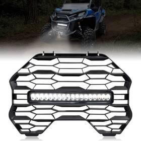 Zp-yj-030603-099 Sautvs Front Mesh Grill With Led Light Bar For Can-am Commander 2021 Black