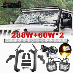 244401 Si 52ftft Led Light Bar 4 Inch Strobe Pod Bracket Jeep Wrangler Jl
