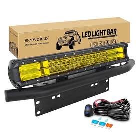 02-7d-288-yl Skyworld Bk Lk003qb 20 Inch 288w Car Led Light Bar With 12v Rocker Wiring Harness Kit A