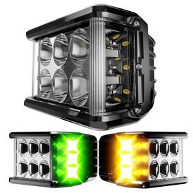 Slary 750266422671 2pcs 4 Inch Led Pods White Drl Work Lights Side Shooter With Yellow And Green Dual