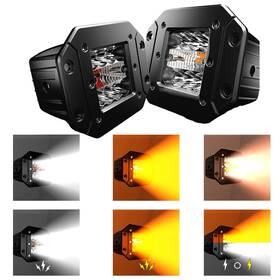 Slary 750266422725 2pcs 5 Inch Flush Mount Led Pods 6 Modes Amber/white Flasing Strobe Fog Lights O