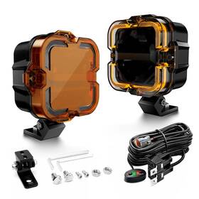 Spl-gzd017 Spl 4 Off Road Lights With Amber Covers 90w 12000lm Led Pod Ambe