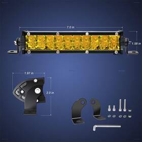 2rowy Splledlights Yellow 7 14 20 26 32ftft Led Light Bar Spot Flood Combo Driving Truck Suv Offroad