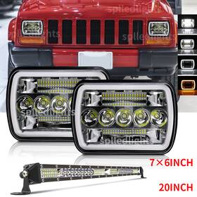 7x6005s Splledlights K20inch Pair 5x7 Inch 7x6 H4 Led Headlights 20ftft Fit Jeep Wrangler Yj Cherokee Xj