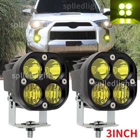 F4cy Splledlights Fit Toyota Fj Cruiser 3 Inch Amber Led Cube Pods Work Lights A-pillar Hood Fog Lamps