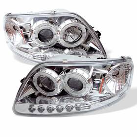 Tlx-spy5010278-cl360a70 Spyder For Ford F-150 1997-2004 Pair Projector Led Halo Amber Reflector - Chome