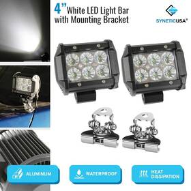 Spot-18w-cree Syneticusa Light Bar 4 Inch Led White Fog Driving Offroad Atv Adjust Mounting Bracket