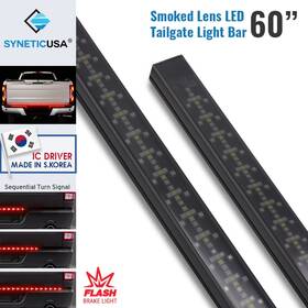 Tail-2835-640-r-f2-sm Syneticusa 60 Inch Red Led Arrow Sequential Flash Turn Signal Brake Smoked Tailgate Light Bar