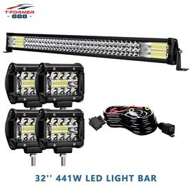 Dytr441wsttir4pb3ll60btwir T-former888 Tri-row 32 Inch Led Light Bar Fit Chevrolet Colorado Gmc Suv Pods Wiring Kit