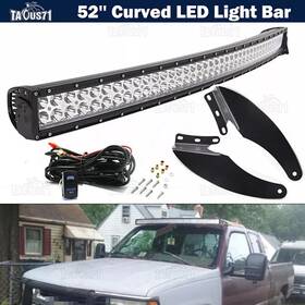 7010625 Taous 52ftft Curved Upper Windshield Led Light Bar And Bracket Mounts For 89-98 Chevy Gmc