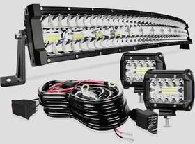 Dyxxxwcdtir2p18tirbttf8 Terrain Vision 32 Inch Led Light Bar Curved Triple Row 672w Flood Spot Combo