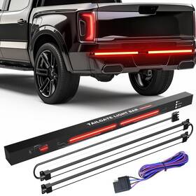 Tesglow 638337630227 60 Inch Led Tailgate Light Bar Strip For Truck Full Function Amber Sequentia