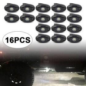 Threettt 212500314697 16 Pcs White Led Rock Light For Jeep Truck Atv Suv Trail Rig Bar Lamp
