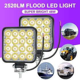Eg9070465 Tsuinz 2pcs 48w Automotive Led Work Light Truck Tractor Buggy Floodlight Square 2520lm