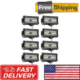 Turboo 791334077775 Led Pods 7 Inch 120w Light Bar 24000lm Spot Flood Combo Offroad Triple Row