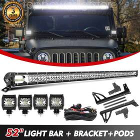 029bzj5 Uni-shine For Jeep Wrangler Jk 50 Inch 1200w Dual-row 4x 4 Pods Led Light Bar Mounts Kit