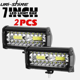 Uni-shine 601549066221 2x 7inch 20000lm Led Work Light Bar Flood Spot Pod Offroad Fog Driving Atv Truck