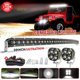 9610gtjc50954h Uni-shine For Jeep Wrangler Jk 07-17 Front Upper Roof 52 Inch Led Light Bar Combo 3 Pods Kit