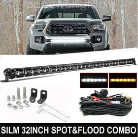9610l32in Uni-shine 32 Inch 780w Led Light Bar White Yellow Strobe Wire For Toyota Tacoma Grille Bumper