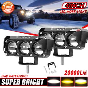 Uni-shine 982766971476 2pcs 4 Inch 12000lm Led Work Light Bar Spot Pods Fog Lamp Offroad Driving Truck Atv