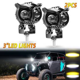 991mlcp-0701-2pc-167-utv Uni-shine 3 Inch In Led Work Light Bar Owl Lamp White&amber Strobe Flash For Can-am Maverick X3