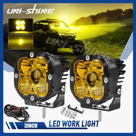 Autoam8348 Uni-shine For Can-am Maverick X3 Laser Pair 3inch 200w Led Work Light Bar Pods Amber Spot