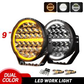 D006-0611-9-175 Uni-shine 9inch Round Led Work Light White Amber Halo Drl Spot Driving Fog Lights Lamp 4wd