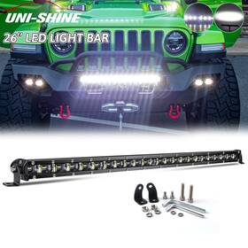 Unishine 50/44/38/32/26/20/14/7 26 Inch Led Light Bar Single Row Spot Flood Combo Work Ute Truck Suv Atv 25 27