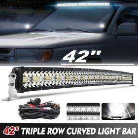 9631tc42to Unishine Roof 42 Inch Curved Led Light Bar Offroad Combo Wire For Toyota Tacoma 4runner 95-04