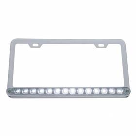 39781 United Pacific License Plate Frame Chrome With 14 Led 12 Inch Light Bar