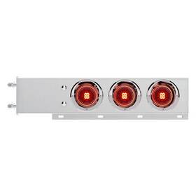 61006 United Pacific Light Bar With Visors Stainless Steel Red Led/lens 3