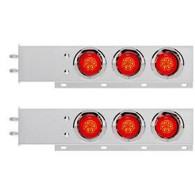 61014 United Pacific Light Bar With Visors Polished Stainless Steel Red