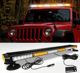 52097wy Vee Amber/white 80 Led Emergency Light Bar Rooftop Double Side Strobe Warning