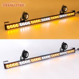 22d7wy Veemaster 28 Led Amber&white Traffic Advisor Emergency Hazard Warning Strobe Light Bar