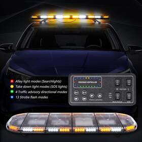 52070 Veemaster 51 Inch Amber White Emergency Warning Security Strobe 88 Led Hazard Flash Light Bar