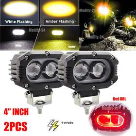C14dbs202 Vehauto 4 Inch Strobe Led Work Light Bar White Yellow Red Drl Offroad Pods For Suv Utv