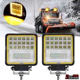 C35y204 Vehauto 4 Inch Dual Color Square Led Work Light Pod Amber White Combo Beam Driving Lamp