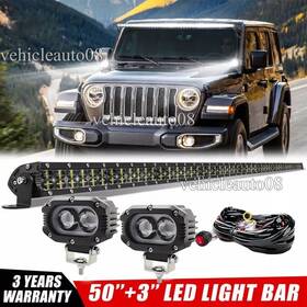Cztdc14d207 Vehauto08 Roof 52 Inch Led Light Bar 2x 4 Pods 2-lead Harness Kit Fit 07-18 Jeep Wrangler Jk