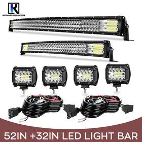 Dy711w441wcdtir4p60wbt Vehiclepartsfactory Roof Curved 52ftft Led Light Bar 32ftft/30 4 Inch Pods For Hummer H1 H2 H3 Humvee Am