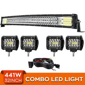 Dytr441wcdtir4pb3ll60btwir Vehiclepartsfactory Curved 32ftft Led Light Bar Spot Flood Combo 2x 4 Inch Pods For Jeep Truck Utv