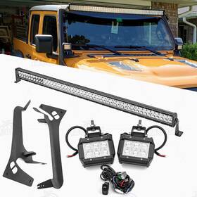 70101044ta Weisen For Jeep Wrangler Jl 2018-2024 50 Inch Led Light Bar 3 Pod And Pillar Mounts Wire